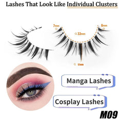 Spiky Manga Lashes 12mm Clear Band Doll Eyelashes for Anime Cosplay
