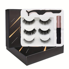 Magnetic Eyelashes Set with Eyeliner and Tweezers - Fluffy & Wispy