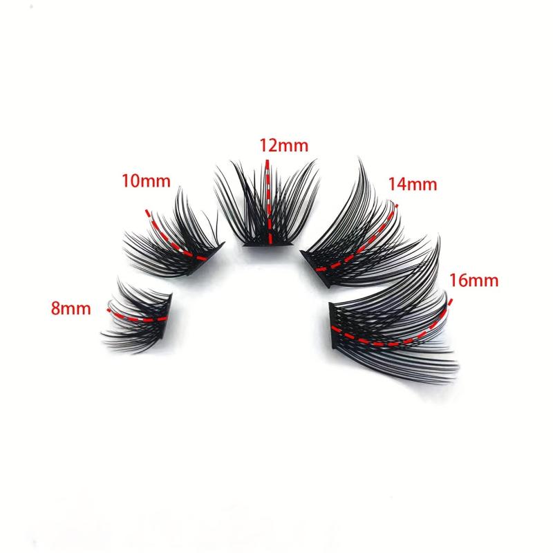 144pcs Mixed Length Self Grafting Cluster Lashes Slender Stem 12 Rows