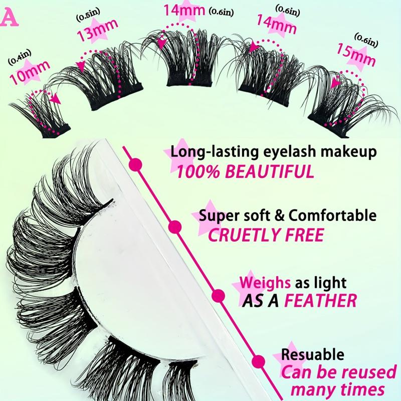 7 Pairs Cat Eye Cluster Fluffy Thick Lashes DIY False Eyelashes