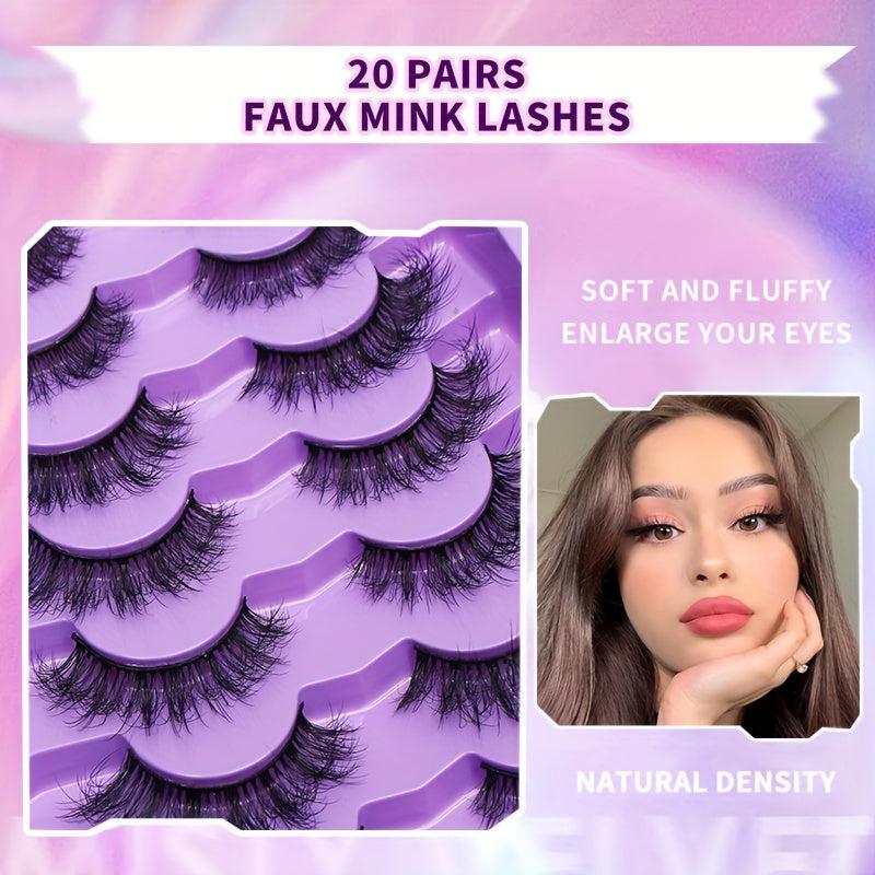 20 Pairs Faux Mink Natural Crossed Lashes