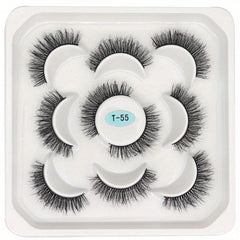 5 Pairs Fluffy Natural False Eyelashes Messy Faux Mink Extensions