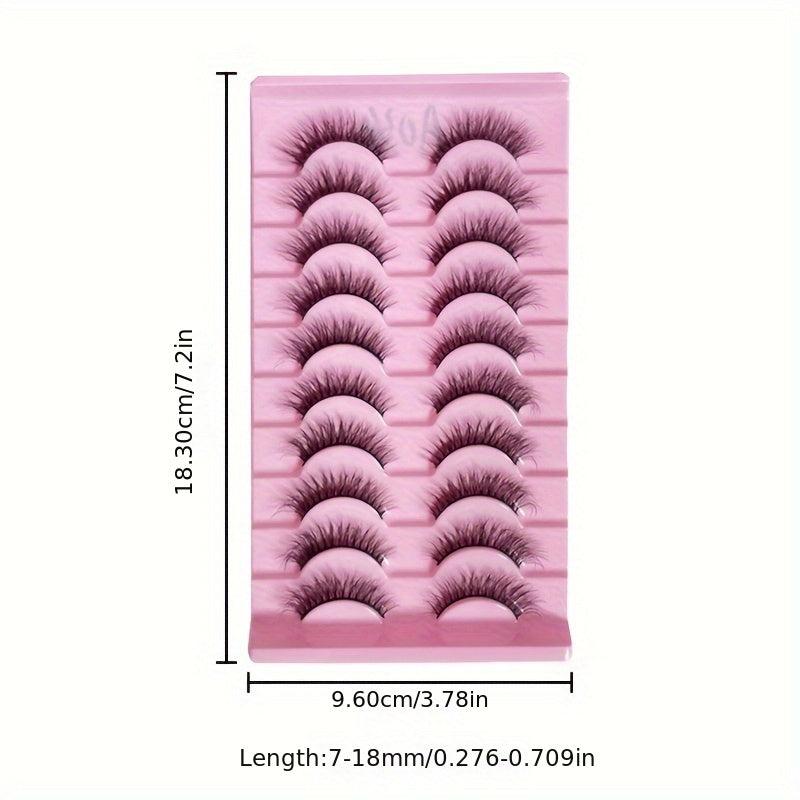 10 Pairs Faux Mink False Eyelashes 3D Short Thick Full Strip