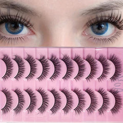 10 Pairs Faux Mink False Eyelashes 3D Short Thick Full Strip