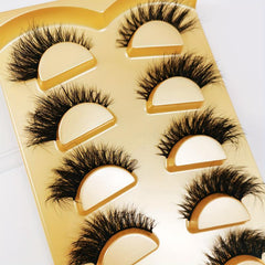 5 Pairs 3D Faux Mink False Eyelashes Cat Eye Style Waterproof