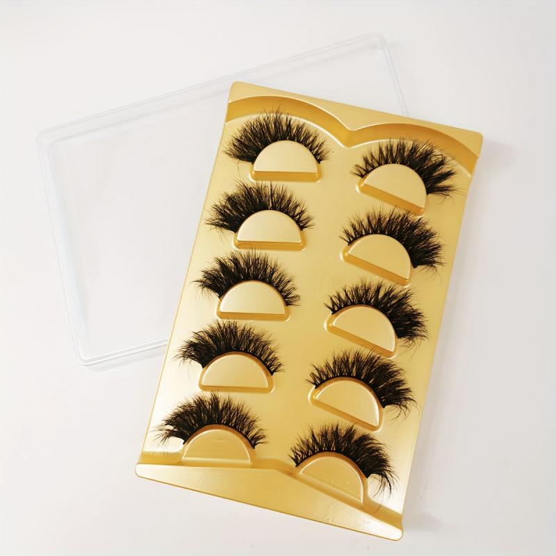 5 Pairs 3D Faux Mink False Eyelashes Cat Eye Style Waterproof