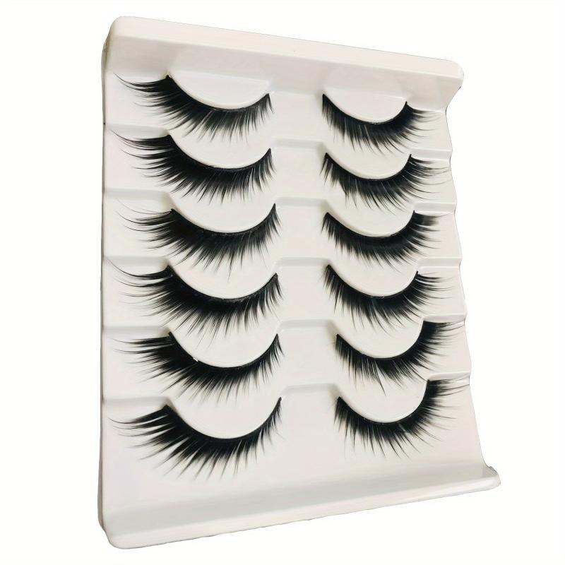 6 Pairs Faux Mink Fox Eye Cat Eye False Eyelashes Lightweight Natural Look