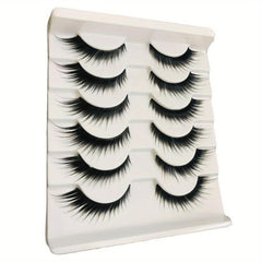 6 Pairs Faux Mink Fox Eye Cat Eye False Eyelashes Lightweight Natural Look