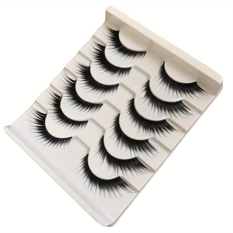 6 Pairs Faux Mink Fox Eye Cat Eye False Eyelashes Lightweight Natural Look