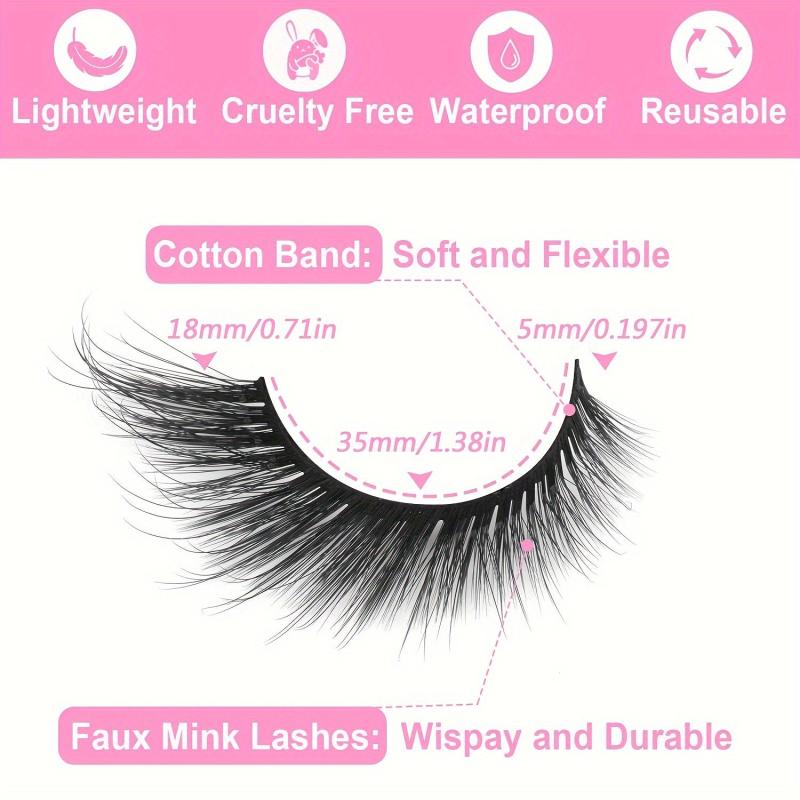 6 Pairs Faux Mink Fox Eye Cat Eye False Eyelashes Lightweight Natural Look
