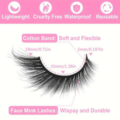 6 Pairs Faux Mink Fox Eye Cat Eye False Eyelashes Lightweight Natural Look
