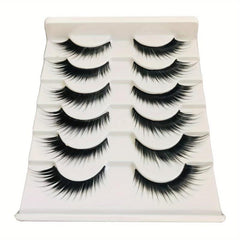 6 Pairs Faux Mink Fox Eye Cat Eye False Eyelashes Lightweight Natural Look