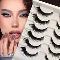 6 Pairs Faux Mink Fox Eye Cat Eye False Eyelashes Lightweight Natural Look