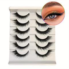 6 Pairs Faux Mink Fox Eye Cat Eye False Eyelashes Lightweight Natural Look