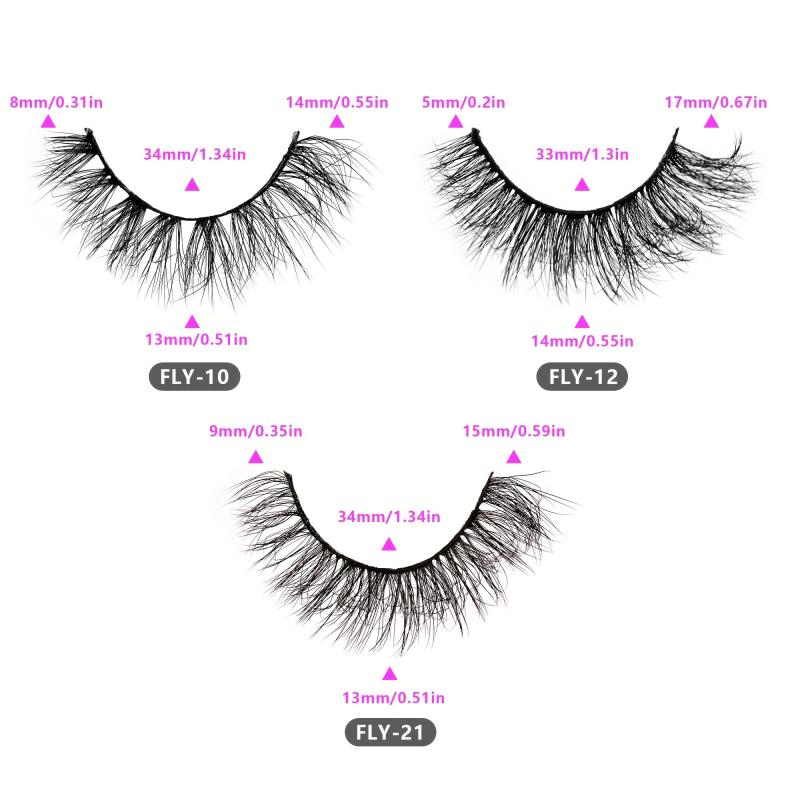 Cat Eye Look Faux Mink Lashes 6D Volume False Eyelashes 7 Pairs Mix Styles
