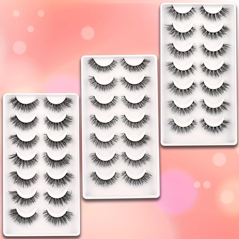 Cat Eye Look Faux Mink Lashes 6D Volume False Eyelashes 7 Pairs Mix Styles