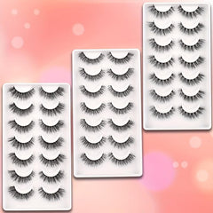 Cat Eye Look Faux Mink Lashes 6D Volume False Eyelashes 7 Pairs Mix Styles