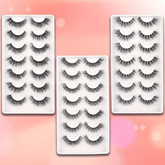 Cat Eye Look Faux Mink Lashes 6D Volume False Eyelashes 7 Pairs Mix Styles