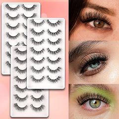 Cat Eye Look Faux Mink Lashes 6D Volume False Eyelashes 7 Pairs Mix Styles