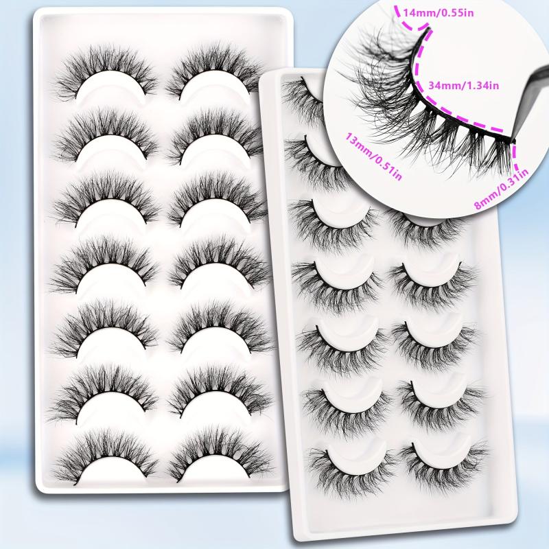 Cat Eye Look Faux Mink Lashes 6D Volume False Eyelashes 7 Pairs Mix Styles