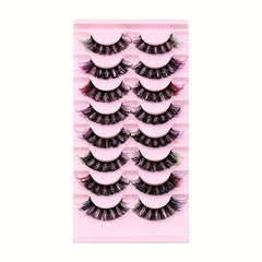 8 Pairs 6D Mink Colored D Curl Cat Eye Eyelashes for Halloween Party
