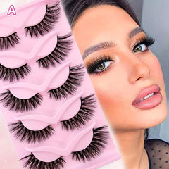 5 Pairs Cat Eye Faux Mink Eyelashes Fluffy Volume Strip False Lashes