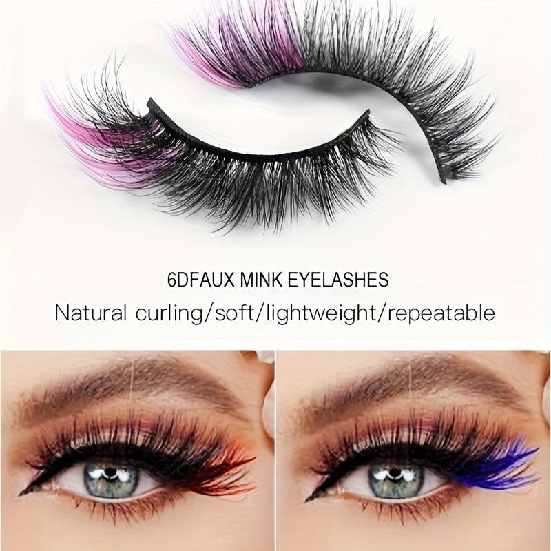 3D High Faux Mink Lashes Colored Fox Eye False Eyelashes 5 Pairs