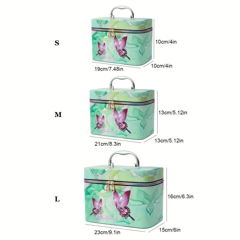 Butterfly Pattern Makeup Bag Set Of 3pcs