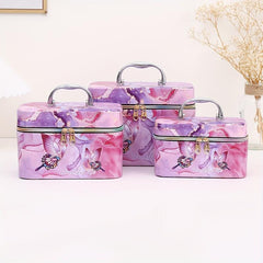 Butterfly Pattern Makeup Bag Set Of 3pcs