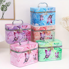 Butterfly Pattern Makeup Bag Set Of 3pcs