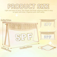 2 Pcs Clear Makeup Letter Bag Boho Cosmetic Bags Waterproof Toiletry PVC Zipper