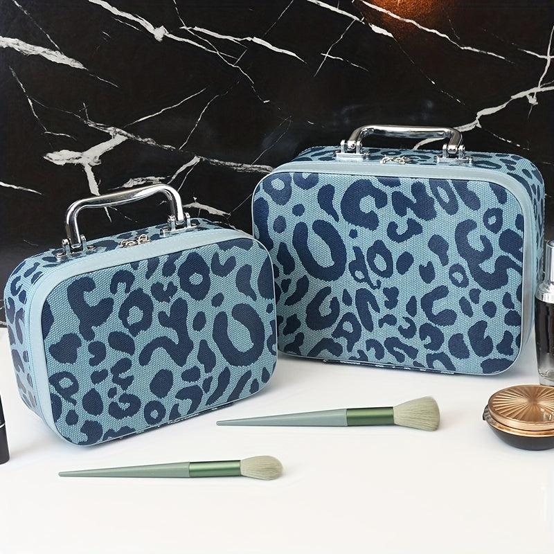Leopard Pattern Makeup Train Case with Handle
