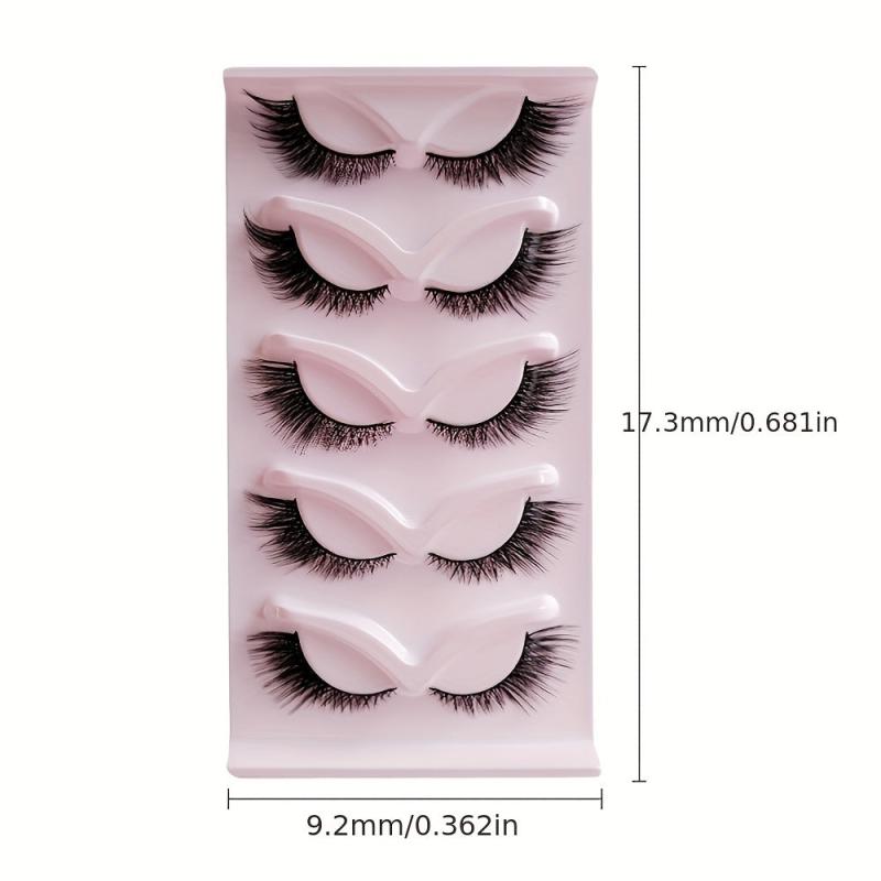 5 Pairs Fox Eye Lashes 3D Winged End Eye Elongated EyeLashes Mink Eyelashes
