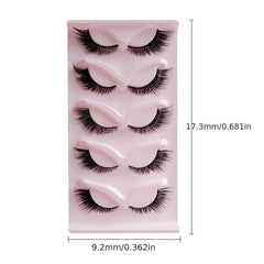 5 Pairs Fox Eye Lashes 3D Winged End Eye Elongated EyeLashes Mink Eyelashes