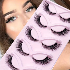 5 Pairs Fox Eye Lashes 3D Winged End Eye Elongated EyeLashes Mink Eyelashes