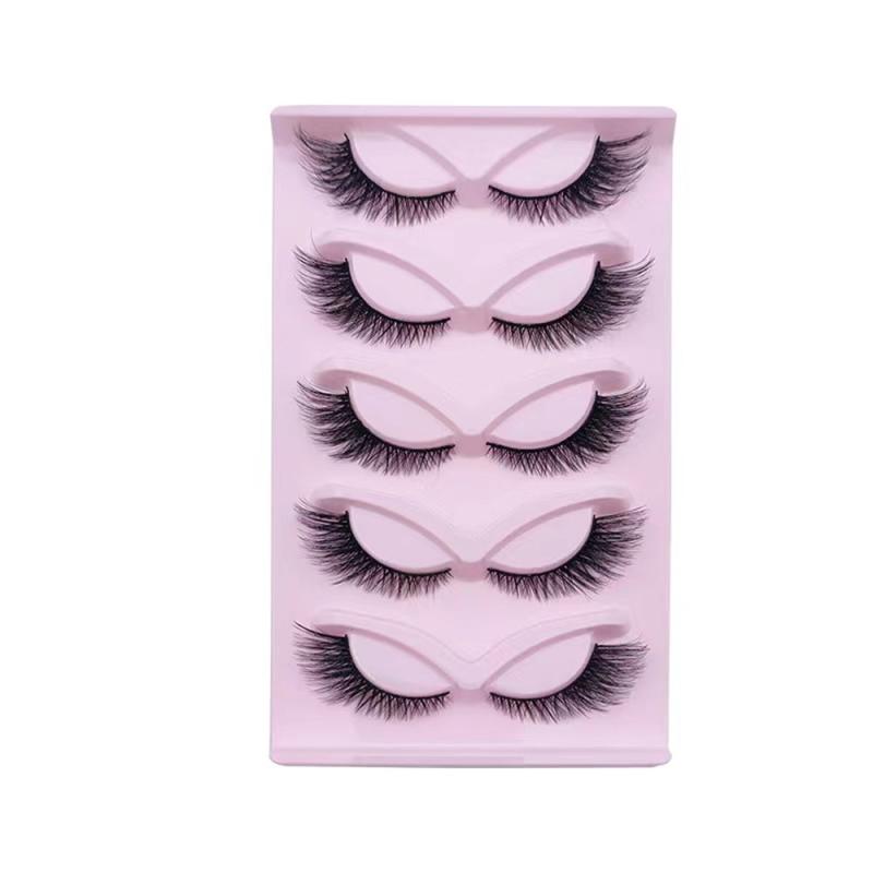 5 Pairs Fox Eye Lashes 3D Winged End Eye Elongated EyeLashes Mink Eyelashes