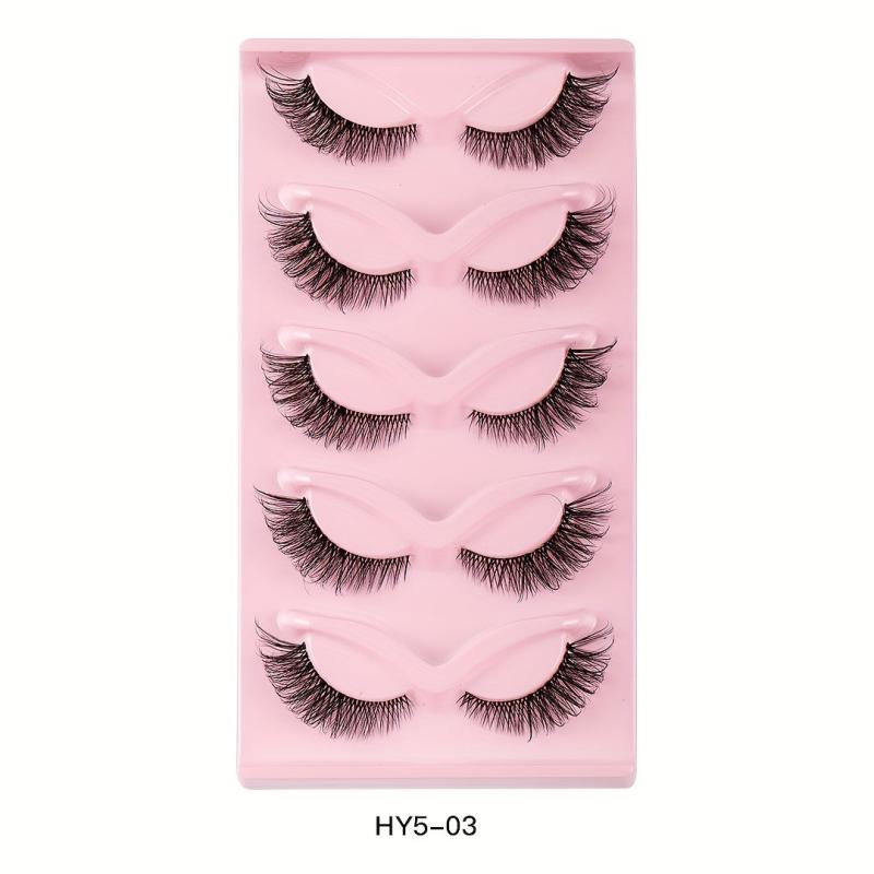 5 Pairs Cat Eye Lashes Natural Thick Curling False Eyelashes