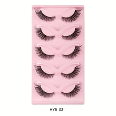 5 Pairs Cat Eye Lashes Natural Thick Curling False Eyelashes