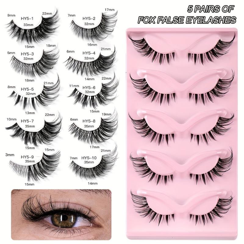 5 Pairs Cat Eye Lashes Natural Thick Curling False Eyelashes