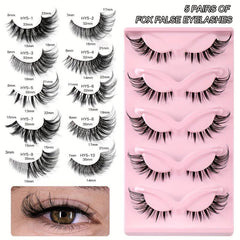 5 Pairs Cat Eye Lashes Natural Thick Curling False Eyelashes