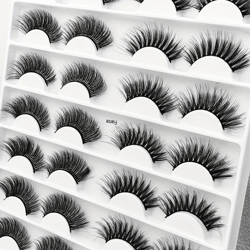 16 Pairs False Eyelashes 3D Natural Thick Soft Faux Mink Hair Curling Eyelashes