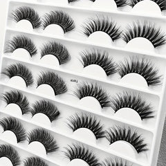 16 Pairs False Eyelashes 3D Natural Thick Soft Faux Mink Hair Curling Eyelashes