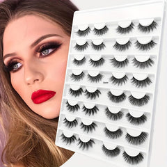 16 Pairs False Eyelashes 3D Natural Thick Soft Faux Mink Hair Curling Eyelashes