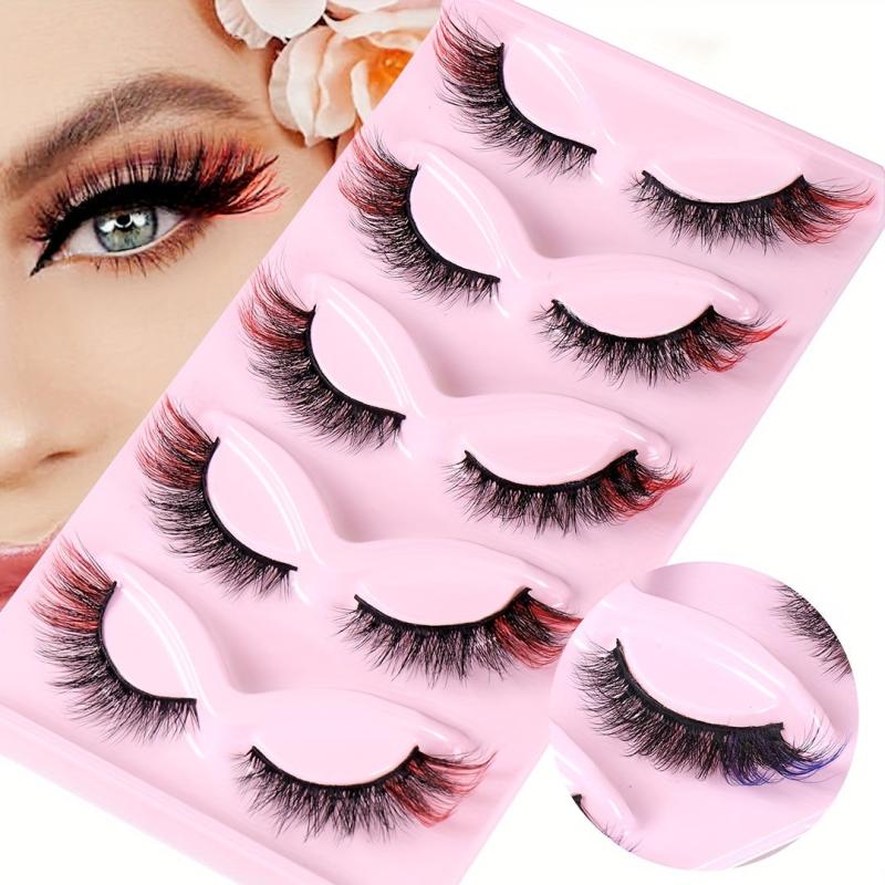 5 Pairs Colorful Cat Eye Lashes Fluffy Wispy Winged Fox Eye Lashes