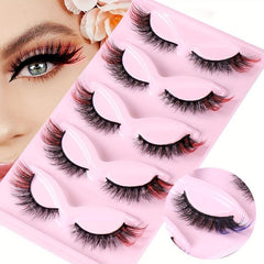 5 Pairs Colorful Cat Eye Lashes Fluffy Wispy Winged Fox Eye Lashes