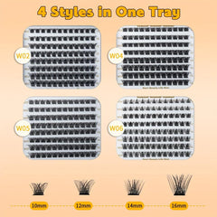384pcs 4 Style Cluster Lashes Individual Eyelashes Extensions DIY Wispy Fluffy