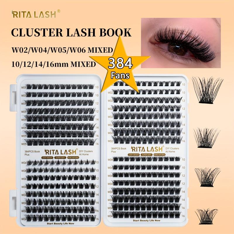 384pcs 4 Style Cluster Lashes Individual Eyelashes Extensions DIY Wispy Fluffy