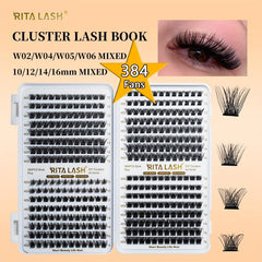 384pcs 4 Style Cluster Lashes Individual Eyelashes Extensions DIY Wispy Fluffy