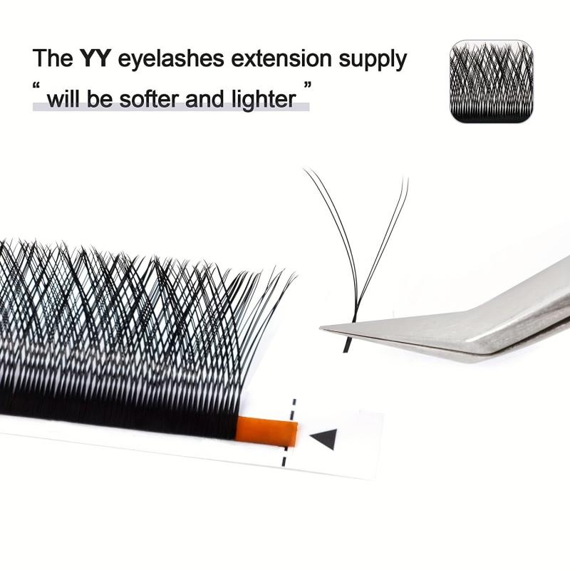 YY 2D 4D Volume Lash Extensions 12 Rows Soft Matte Faux Mink Pre Fanned