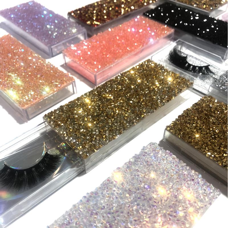 3pcs Rhinestone Decor Eyelashes Packaging Box Bling Bling Eyelash Boxes Lash Box